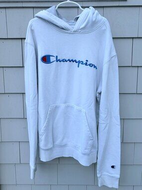 Boys Youth XL Champion White Hoodie Sweatshirt
